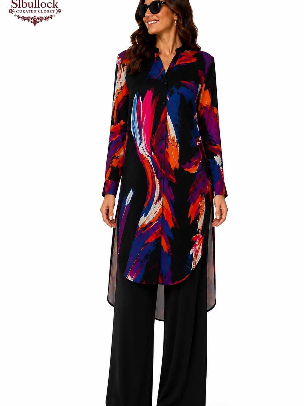 A3 Adrienne Landau Quartz Collection XL Abstract High-Low Long Tunic NWT